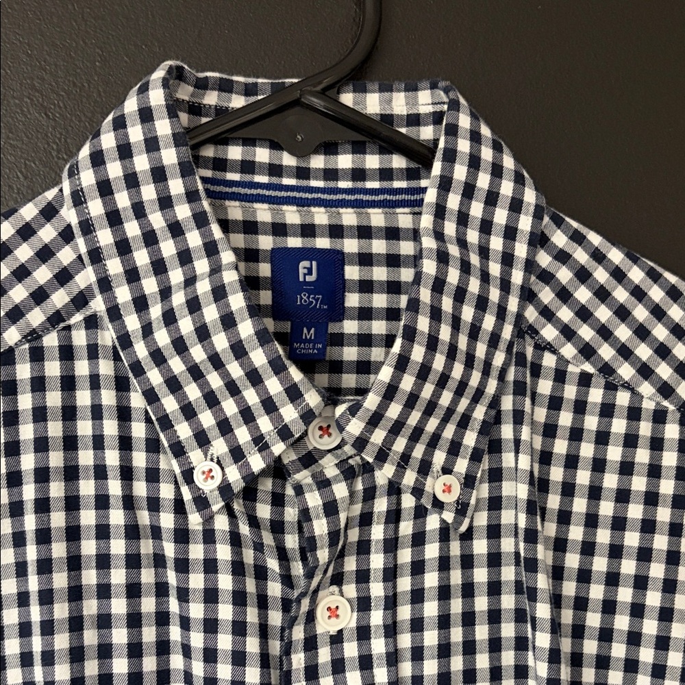 FootJoy Navy and White Gingham Shirt
